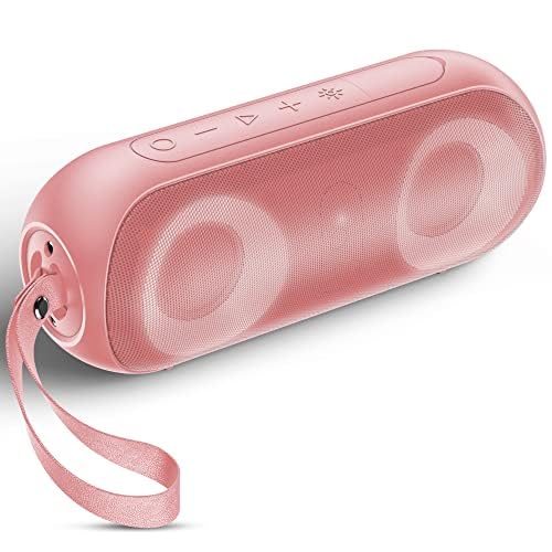 NOTABRICK Bluetooth Speaker, Portable Speakers with Lights, IPX7 Waterproof, 30W Stereo Deep Bass, 100ft Range Wireless Bluetooth 5.0, 15H Playtime for Shower Outdoor Beach Party Gift(Pink)