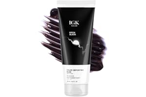 IGK Color Depositing Mask PITCH BLACK - Smoky Gray | Conditioning + Hydrate + Shine | Vegan + Cruelty Free | 6 Oz