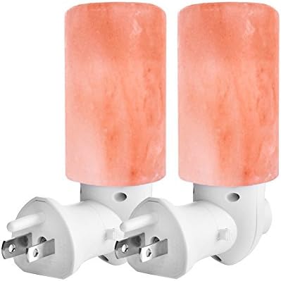 Grozon Natural Himalayan Crystal Salt Lamp with Wall Plug (UL-APPROVED), Amber Glow Night Light for Air Purifying (Column Stone) 2 PACK