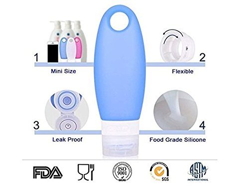 iNeibo 3.3 oz set of 3 Silicone Travel Bottles TSA Airline Carry On Approved Squeezable Refillable Travel Containers For Shampoo, Conditioner, Lotion, Toiletries (3, 3.3oz) - Thumbnail 2