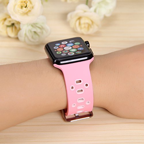 Pantheon Apple Watch Silicone Replacement Band, Sport Edition by, Strap fits the 38mm or 42mm Apple Watch 1, 2, 3 and Nike edition - Square Hole (42MM)