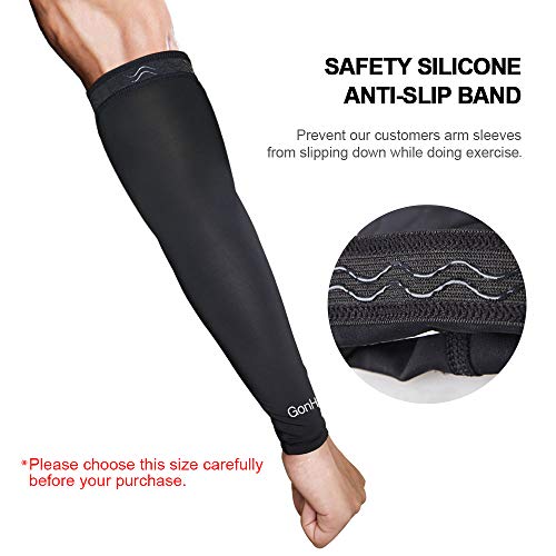 GonHui Arm Sleeves UV Protective Arm Warmers for Adult in Outdoor and Indoor Activities (1 Pair) (Black, XL) - Thumbnail 3