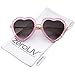 zeroUV Women's Transparent Glitter Frame Metal Temple Heart Shaped Sunglasses 53mm (Pink-Gold/Lavender)