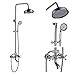 Rozin Bathroom Shower Faucet Set Tub Mixer Tap 8-inch Rain Shower Head + Hand Shower Spray Brushed Nickel