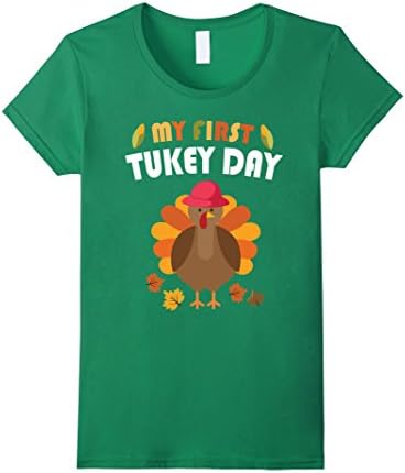 Womens My First Turkey Day Costume Happy Thanksgiving Girl T-Shirt Small Kelly Green