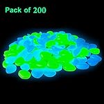 200 PCS Glow in the Dark Pebbles, Glow in the Dark Garden Pebbles Decorative Glow Stones Path Lights Outdoor Gravel Stones for Walkways, Garden, Yard, DIY Outdoor Decor (Blue, Green)
