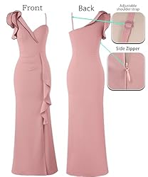 VFSHOW Womens Ruched Ruffle One Shoulder V Neck