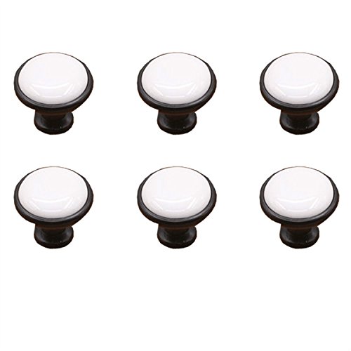 IdealDecor 6PCS White Porcelain Ceramic Drawer Knobs Door Knob Handle