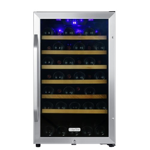 EdgeStar CWF440SZ 20 Inch Wide 44 Bottle Capacity Free Standing Wine Cooler with Reversible Door and LED Lighting