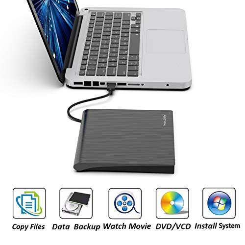 External CD DVD Drive USB 3.0 Portable 5.0GBPS Fits for DVD-R DVD-RW DVD+R DVD+RW DVD-ROM Super Speed Data Transfer Compatible for All Brands and Operating Systems of Laptops Windows MAC