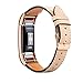 Wearlizer Compatible for with Leather Fitbit Charge 2 Bands Special Edition Lavender Rose Gold Buckle Replacement Charge 2 hr Band Straps Accessories Small Large Women Nubuck-Brown