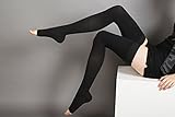 Compression Thigh High Stockings Open Toe (X Large, Black)