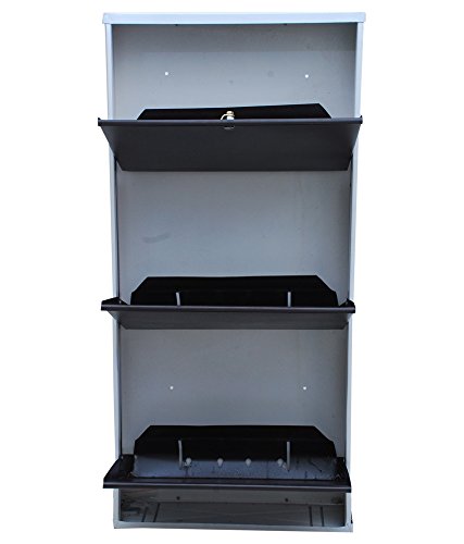 Orril 21 Powder Coated Shoe Rack with 3 Door Made of Steel(White Brown)