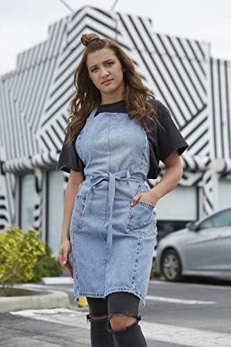 Colortrak "So Miami" Collection, The Wynwood, Repurposed Denim Apron, Reclaimed and Repurposed Blue Denim (Shades May Vary), Machine Washable, Made in Miami, Florida, USA, One-Size-Fits Most