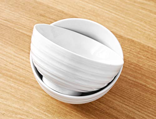 28 Ounce Porcelain Bowl Set Deep Bowl for Cereal Soup Salad with Bowl Organizer, Spiral Pattern - Thumbnail 3