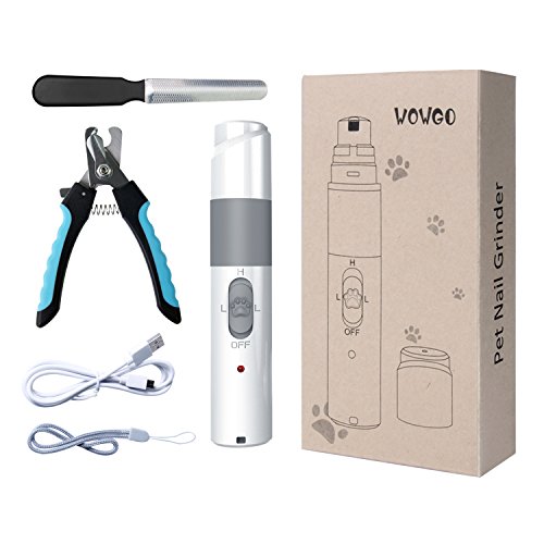 Pet Nail Grinder Rechargeable USB Charging Electric Gentle Nail Trimmer Clipper with Nail File Grooming Tool Painless for Small Medium Large Dogs Cats Pets Paws Updated Generations by WOWGO
