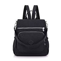 JOSEKO Women Casual Nylon Ladies Backpack Multi-Function Anti-Theft Waterproof Shoulder Bag Black 12.20