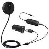 Besign BK01 Bluetooth 4.1 Car Kit Hands-Free Wireless Talking & Music Streaming Receiver with Dual Port USB Car Charger and Ground Loop Noise Isolator for Car with 3.5mm AUX Input Port
