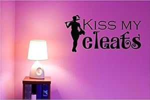 DS INSPIRATIONAL DECALS Kiss My Cleats - Softball Vinyl Wall Decal 20"x10"