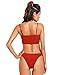 SweatyRocks Women's Sexy Bikini Set Removable Strap Wrap Padding Ribbed Swimwear Set Red L