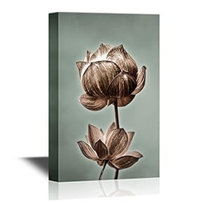 Canvas Wall Art - Lotus Flowers - Gallery Wrap Modern Home Art | Ready to Hang - 12x18 inches