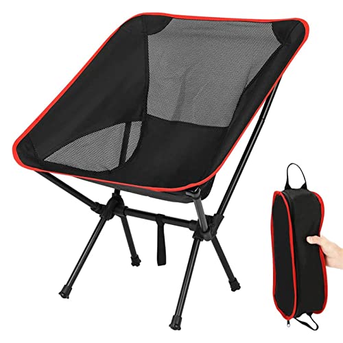 Cadeira Camping, GODREAM Cadeira Dobravel para Acampamento, com Bolsa de Transporte, Estrutura de Aço Carbono e Tecido Poliéster Resistente Premium, Suportar Até 150 kg, Portatil para Pesca (Preto)