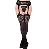 Raylans Women Sexy Fishnet Sheer Thigh High Lace Top Garter Belt Lingerie Stocking Pantyhose