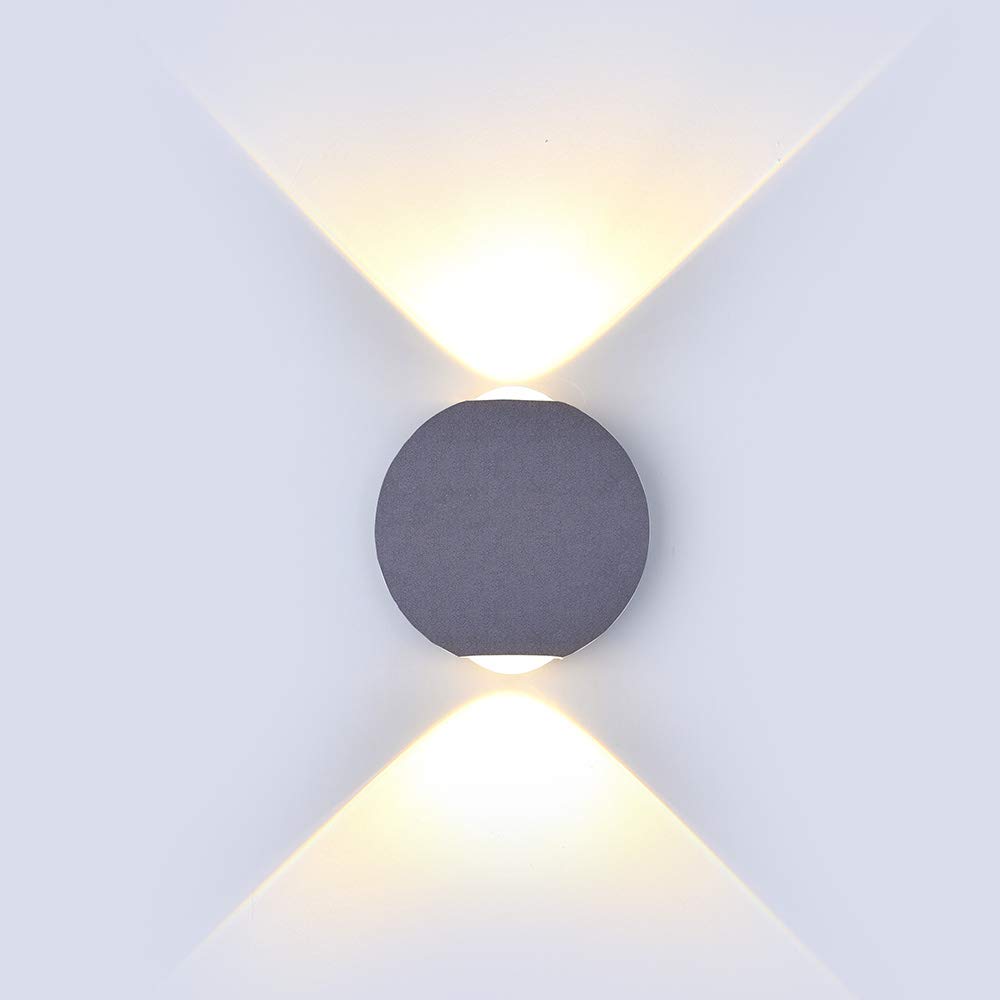 V-TAC Modern Spherical Indoor/Outdoor Two Directions Wall Light, IP65 Waterproof Grey Wall Lamp for Living Room, Garden, Patio, Hallways, Hotels 6W 4000K Up Down Soft White Light VT-836-G