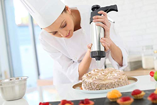 Cookie Press Stainless Steel Gun Kit 13 Cookie Pattern Discs Cake Cupcake Decorating 8 Icing Interchangeable Tips - Thumbnail 6