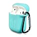AirPods Case Cover, Silicone Protective Case and Skin for Airpods Charging Case with Airpods Anti-Lost Strap/Airpods Hooks, [Buy 1 Get 5 Accessories] (Mint Green)