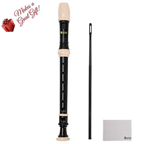 Soprano Recorder – 8 Hole Descant Recorder Instrument with Cleaning Rod, Case, Learning Instruction, Key of C