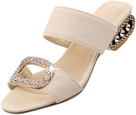 Sharemen Women's Fashion Leisure Water Crystal Fish Mouth Sandals Slippers Shoes