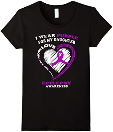 Women's Epilepsy Awareness Shirts - I Wear Purple For My Daughter Small Black