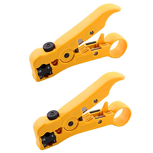 Universal Coaxial Cable Stripper Cutter Cable Stripping Tool for Flat/Round UTP Cat5 Cat6 Coax Coaxial RG59 /RG6/7/11, 2 Pack - Thumbnail 5