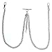 Silver Color Double Albert Chain Pocket Watch Chain T Bar Lobster + 2 Clips AC20