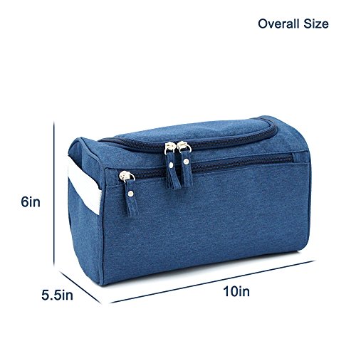 Travel Toiletry Bag Waterproof Zip Organizer Hanging Cosmetic Makeup Shower Bag With Large Compartment for Men Women for Trip Vacation Gym (Blue)