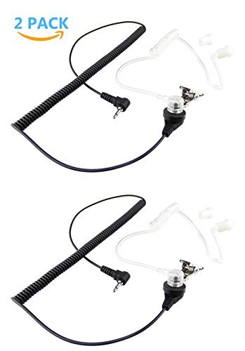 2Pcs XFox Universal 2.5mm Connector Listen Only Covert Acoustic Tube Earpiece Surveillance Headset Earphone for Walkie Talkie Two-Way Radios Transceivers Ham Radio Speaker Mics Microphone Single Pin