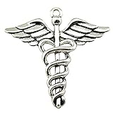 NEWME 12pcs Caduceus Medical cane Charms Pendant For DIY Jewelry Wholesale Crafting Bracelet and Necklace Making