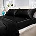 Natural Life Home Ultra Soft and Silky Satin Sheet Set 4-Piece (Queen, Black)