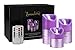 Giftable Decorative Flameless Candles Flickering LED | Battery Operated Electric Pillar Candle | Realistic Moving Flame Flicker with 2 Remote Controls & Timer | Real Wax Purple Trim | Great Home Decor