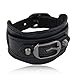 SusenstoneRivet Stud Leather Belt Bangle Wristband Bracelet (Black)