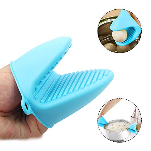 Scettar Mini Oven Mitt, Silicone Pot Holder Cooking Finger Protector Pinch Grips Heat Resistant for Kitchen Cooking & Baking, 2 Pairs  - Thumbnail 2