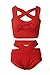 Prograce Women's Sexy Criss Cross High Waisted Bandage 2PCS Bikini Set, M Red