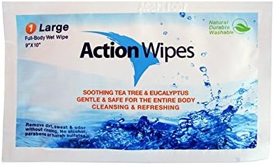 Action Wipes Single 1-Pack Full Body Cleaner Wet Wipe Sweat Cleanser Sports Gym