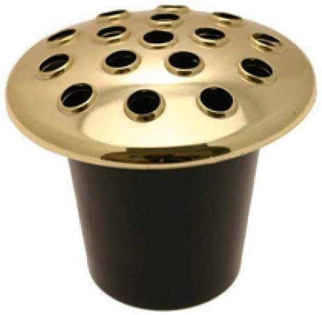 2 x BLACK GOLD LIDS PLASTIC GRAVE VASE INSERT/INNER CEMETARY FLOWER POT