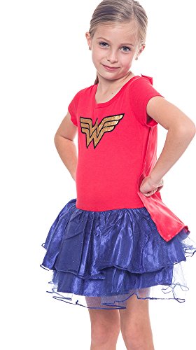 DC Comics Girl Tutu Costume Dress Wonder Woman Superhero Cape Caped