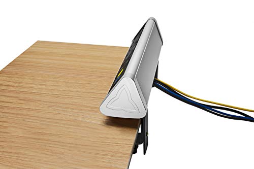 Removable Triangle Desktop Socket, gadgetpark Table Outlet with 3 UK Power, 2 USB Charger,3 CAT6 Port and 1 Power Switch, for Hotel/Office/Home(Silver)