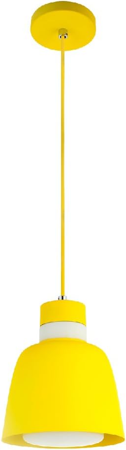 MINGZE Modern Metal Pendant Light with Frosted Glass Shade, Decorative Contemporary Chandelier Fixture, Hanging Ceiling Lamp for Dining Room Study Living Room Bedroom Cafe Shop (Yellow)