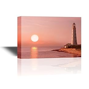 Abstract Landscape with Lighthouse and a Rising Sun