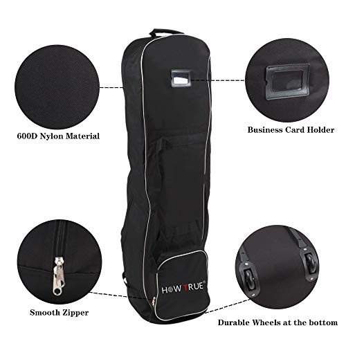 HOW TRUE Golf Travel Bag with Wheels, Lightweight Golf Club Travel Cover Case for Airlines, Protect Golf Equipment, Black